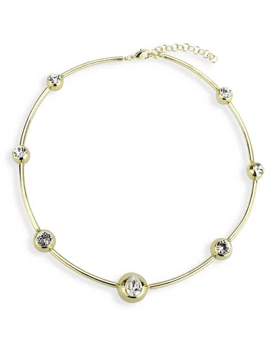 Aqua Crystal & Cubic Zirconia Ball Station Collar Necklace, 16-18 - Exclusive In Gold