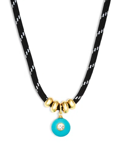 Aqua Crystal & Stone Cord Pendant Necklace, 16-18 - Exclusive In Black