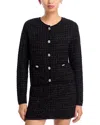 Aqua Crystal Button Cardigan Sweater - Exclusive In Black