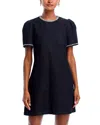 Aqua Crystal Denim Short Sleeve Shift Dress - Exclusive In Blue