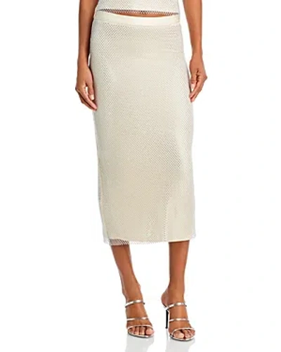 Aqua Crystal Embellished Mesh Midi Skirt - 100% Exclusive In White