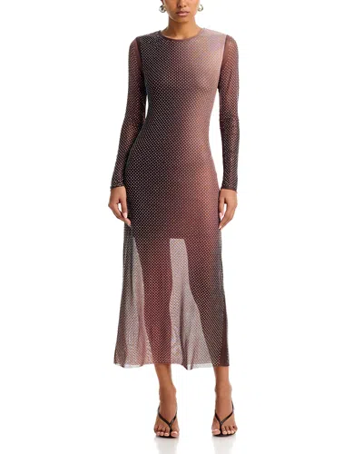 Aqua Crystal Mesh Maxi Dress - Exclusive In Neutral