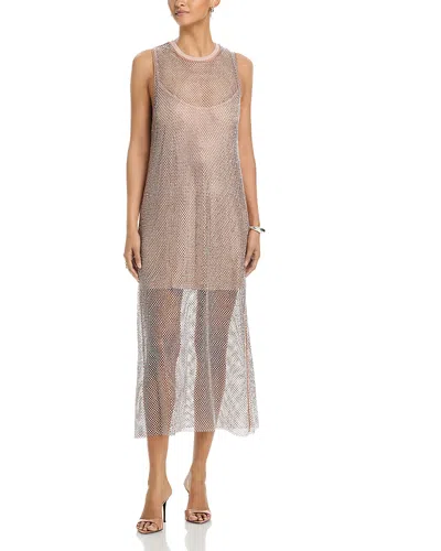 Aqua Crystal Mesh Midi Dress - Exclusive In Gray