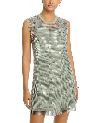 Aqua Crystal Mesh Mini Dress - Exclusive In Green