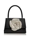 Aqua Crystal Rosette Bag - Exclusive In Black
