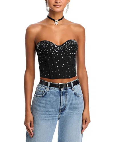 Aqua Crystal Strapless Bustier Top - Exclusive In Black
