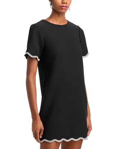 Aqua Crystal Trim Mini Dress - Exclusive In Black