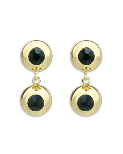 Aqua Cubic Zirconia Bead Drop Earrings In Gold Tone - Exclusive In Gold/green
