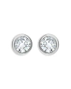 Aqua Cubic Zirconia Bezel Stud Earrings - Exclusive In Silver