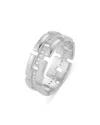 Aqua Cubic Zirconia Chain Link Ring - Exclusive In Silver