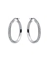 Aqua Cubic Zirconia Channel Set Hoop Earrings In Sterling Silver - Exclusive In Silver