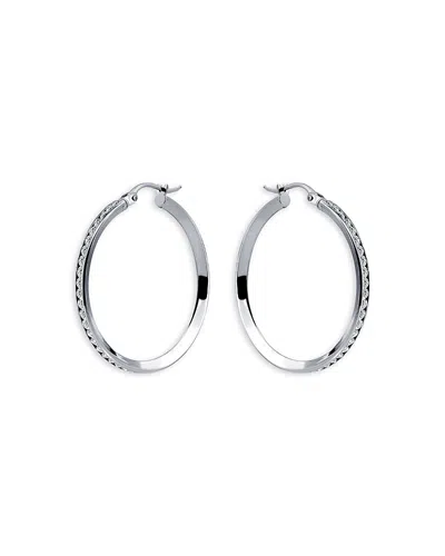 Aqua Cubic Zirconia Channel Set Hoop Earrings In Sterling Silver - Exclusive