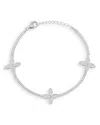 Aqua Cubic Zirconia Clover Tennis Style Bracelet- Exclusive In Silver