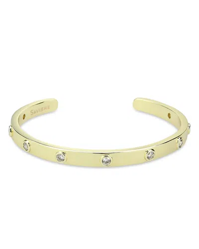 Aqua Cubic Zirconia Cuff Bracelet In Gold Tone - Exclusive