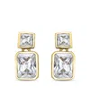 Aqua Cubic Zirconia Drop Earrings In Sterling Silver Or 18k Yellow Gold Plated Sterling Silver, 0.6l - Ex