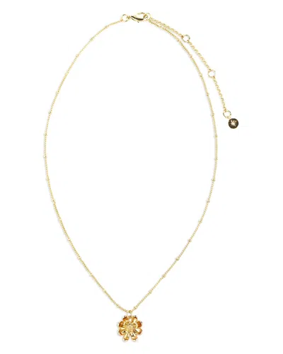 Aqua Cubic Zirconia Flower Pendant Necklace, 16 - Exclusive In Gold