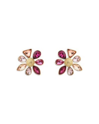 Aqua Cubic Zirconia Flower Stud Earrings - Exclusive In Multi