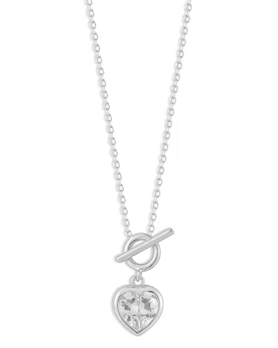 Aqua Cubic Zirconia Heart Pendant Necklace, 16 - Exclusive In Silver
