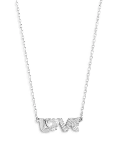 Aqua Cubic Zirconia Heart Vintage Love Pendant Necklace, 15.5-17.5- Exclusive In Silver