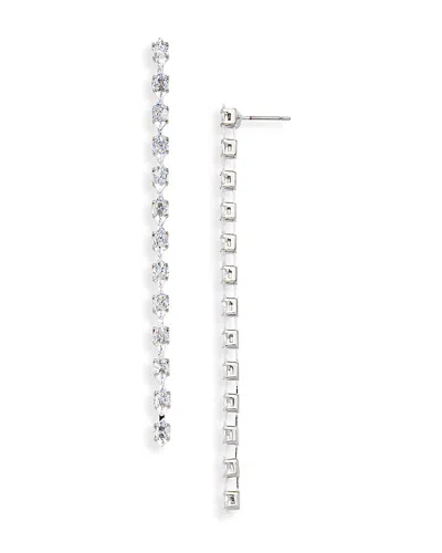 Aqua Cubic Zirconia Linear Drop Earrings - Exclusive In Silver