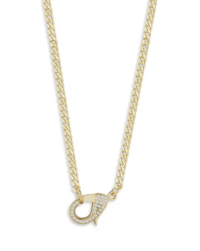 Aqua Cubic Zirconia Lobster Clasp Curb Link Necklace, 16 - Exclusive In Gold