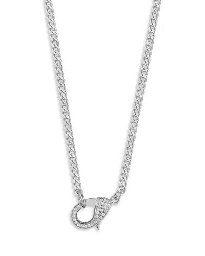 Aqua Cubic Zirconia Lobster Clasp Curb Link Necklace, 16 - Exclusive In Silver