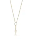 Aqua Cubic Zirconia Mixed Chain Lariat Necklace, 16-18 - Exclusive In Gold