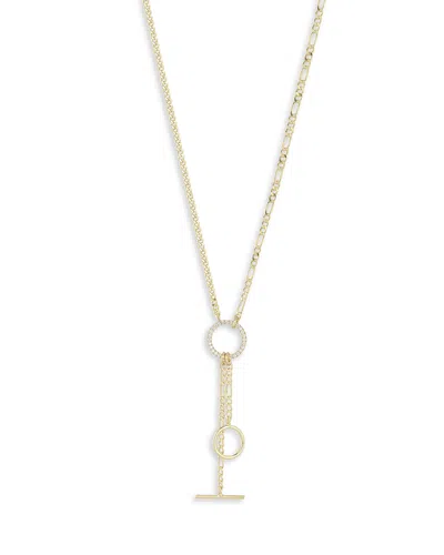 Aqua Cubic Zirconia Mixed Chain Lariat Necklace, 16-18 - Exclusive In Gold