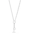 Aqua Cubic Zirconia Mixed Chain Lariat Necklace, 16-18 - Exclusive In Silver
