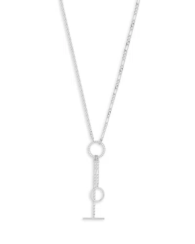 Aqua Cubic Zirconia Mixed Chain Lariat Necklace, 16-18 - Exclusive In Silver