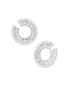 Aqua Cubic Zirconia Open Circle Drop Earrings - Exclusive In Silver