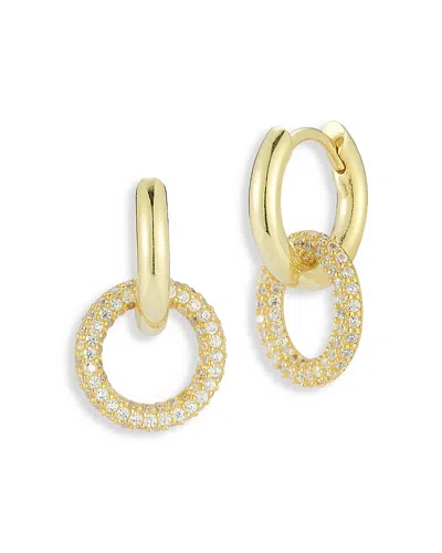 Aqua Cubic Zirconia Pave Circle Drop Earrings - Exclusive In Gold