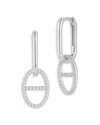Aqua Cubic Zirconia Pave Mariner Link Drop Earrings - Exclusive In Silver