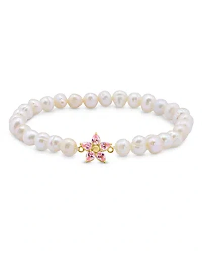 Aqua Cubic Zirconia Pearl Stretch Bracelet - 100% Exclusive In Pink/white