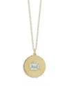 Aqua Cubic Zirconia Ribbed Disc Pendant Necklace, 16-18 - Exclusive In Gold