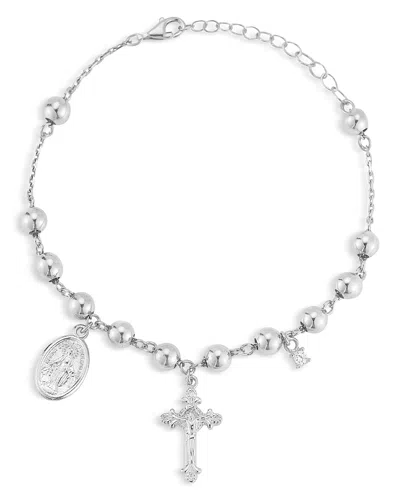 Aqua Cubic Zirconia Rosary Bracelet - Exclusive In Silver