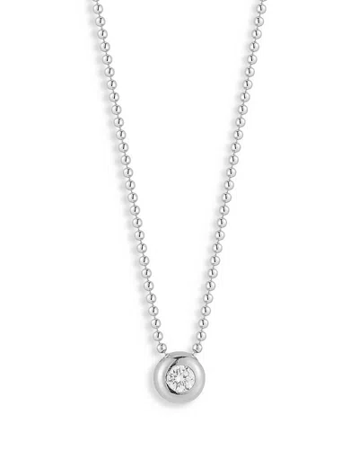 Aqua Cubic Zirconia Round Pendant Necklace, 16-18 - Exclusive In Silver