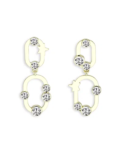 Aqua Cubic Zirconia Star Link Drop Earrings - Exclusive In Gold