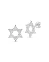 Aqua Cubic Zirconia Star Of David Stud Earrings - Exclusive In Silver