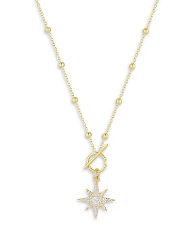 Aqua Cubic Zirconia Star Pendant Necklace, 16 - Exclusive In Gold