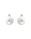 Aqua Cultured Freshwater Pearl & Cubic Zirconia Accent Stud Earrings In White/gold