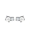Aqua Cultured Freshwater Pearl & Cubic Zirconia Stud Earrings In White/silver