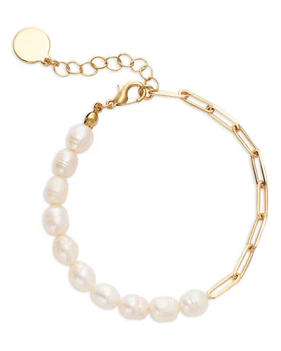 Aqua Cultured Freshwater Pearl Chain Bracelet - Exclusive In Gold