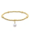 AQUA CULTURED FRESHWATER PEARL CHARM STRETCH BRACELET IN 18K GOLD PLATED STERLING SILVER - 100% EXCLUSIVE