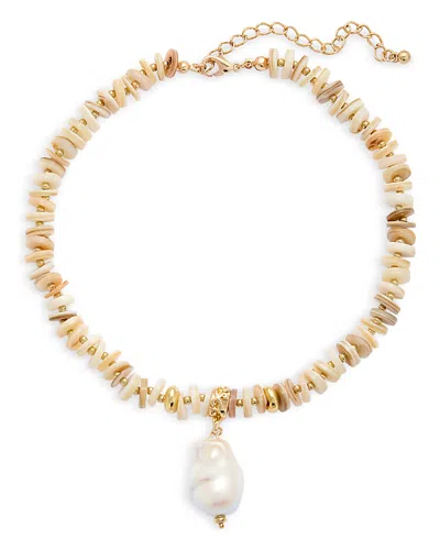 Aqua Cultured Freshwater Pearl Gemstone Beaded Pendant Necklace In Gold Tone, 14-17 - Exclusive In Gold/multi