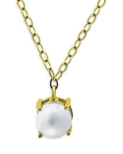 Aqua Cultured Freshwater Pearl Pendant Necklace, 15.5-17.5 In White/gold