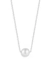 Aqua Cultured Freshwater Pearl Pendant Necklace, 16-18- Exclusive In White/silver