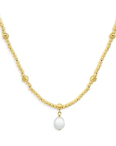 Aqua Cultured Freshwater Pearl Pendant Necklace In 18k Gold Plated Sterling Silver, 16-18 - 100% Exclusiv In White/gold