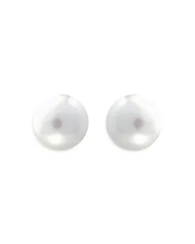 Aqua Cultured Freshwater Pearl Solitaire Stud Earrings In White/silver