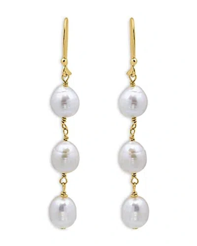 Aqua Cultured Freshwater Pearl Triple Drop Earrings In 18k Gold Plated Sterling Silver - 100% Exclusive
